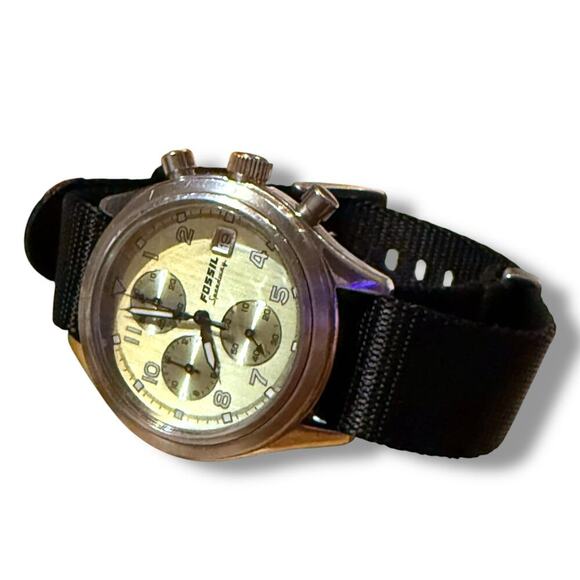 Fossil Arkitekt Chronograph Watch Mens Speedway Sage Dial NATO Strap WORKS - Picture 2 of 9